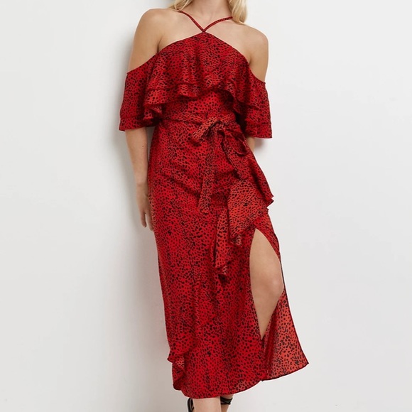 River Island Dresses & Skirts - River Island Ruffle Printed Midi Dress